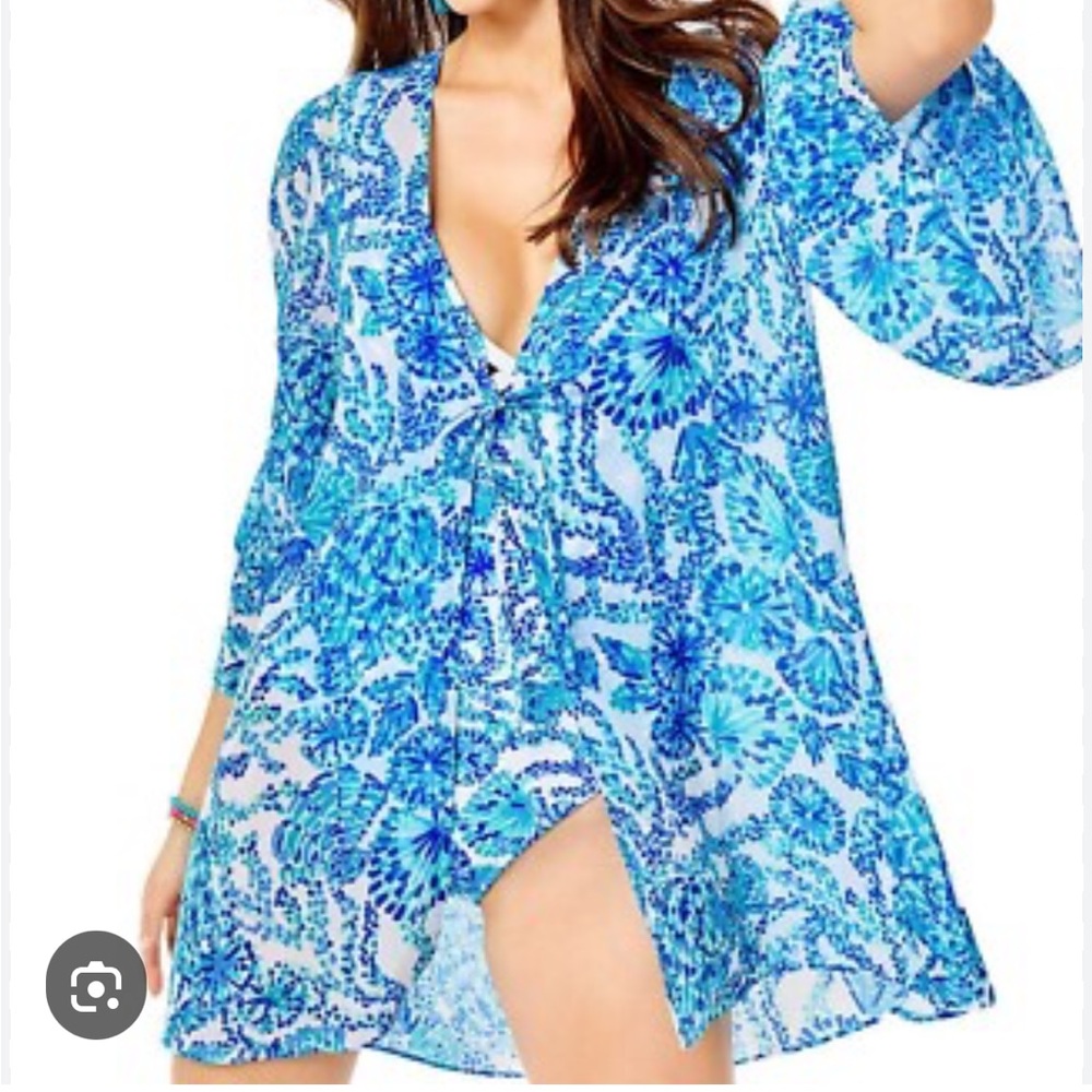 Lilly Pulitzer Turquoise and Blue Patterned Cover-Up